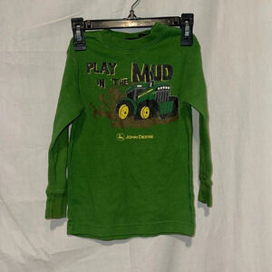 green waffle knit John Deere "play in the mud" long sleeve shirt size 4T